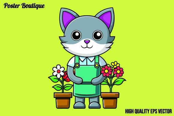Download Florist Cat Antropomorphic Vector Eps - Premium Resources